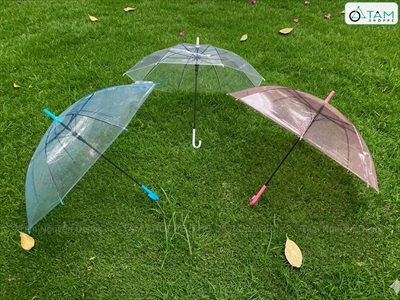 Dù trong suốt thời trang cán dài nhựa dẻo [3 màu] R93cm PHUKIEN-01